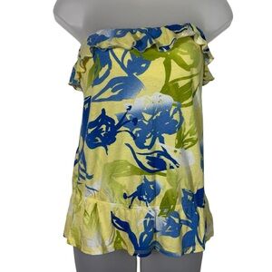 American Eagle Vintage Y2K Yellow Floral Tube Top Strapless Tank Tropical Travel